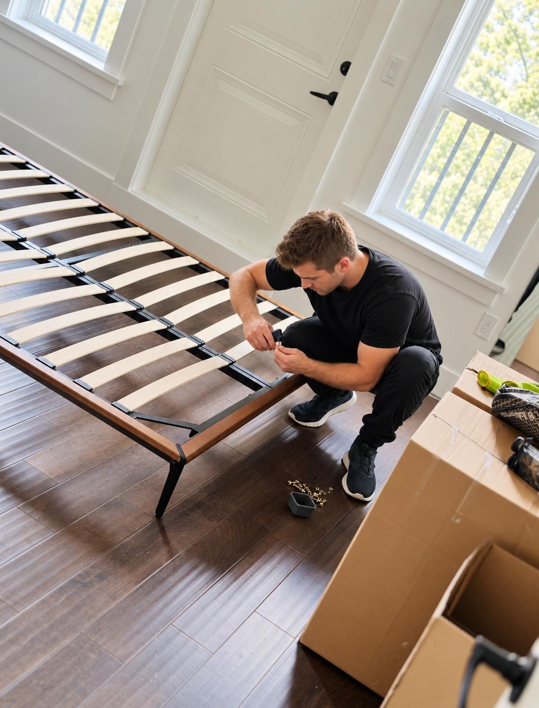 Mover assembling a bed frame