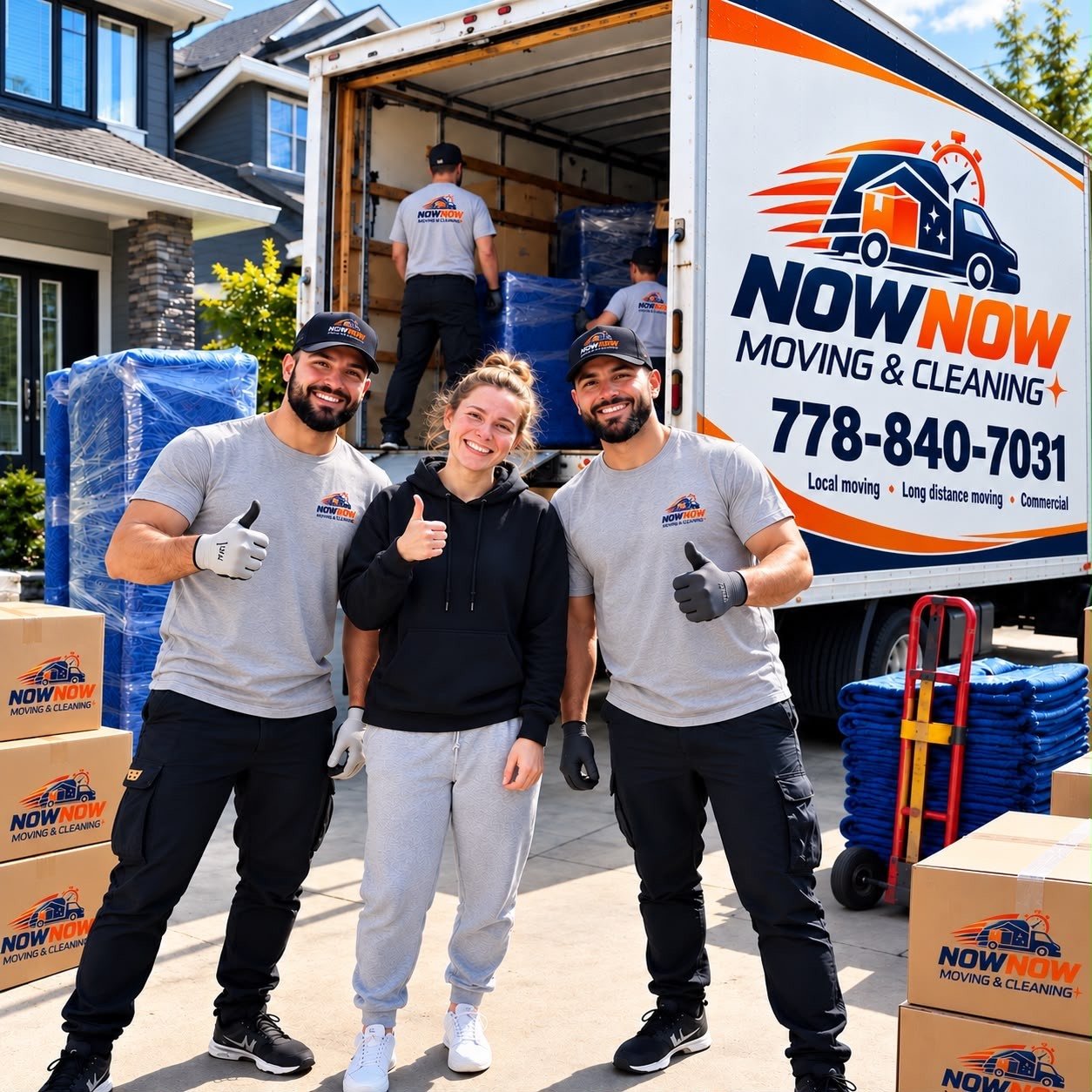 NowNow team with a happy customer