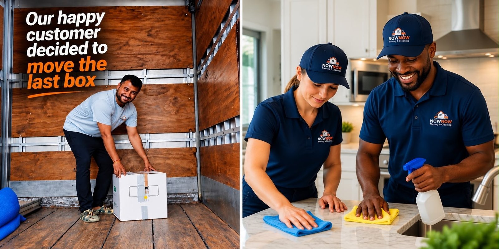 NowNow mover with final box and cleaning team